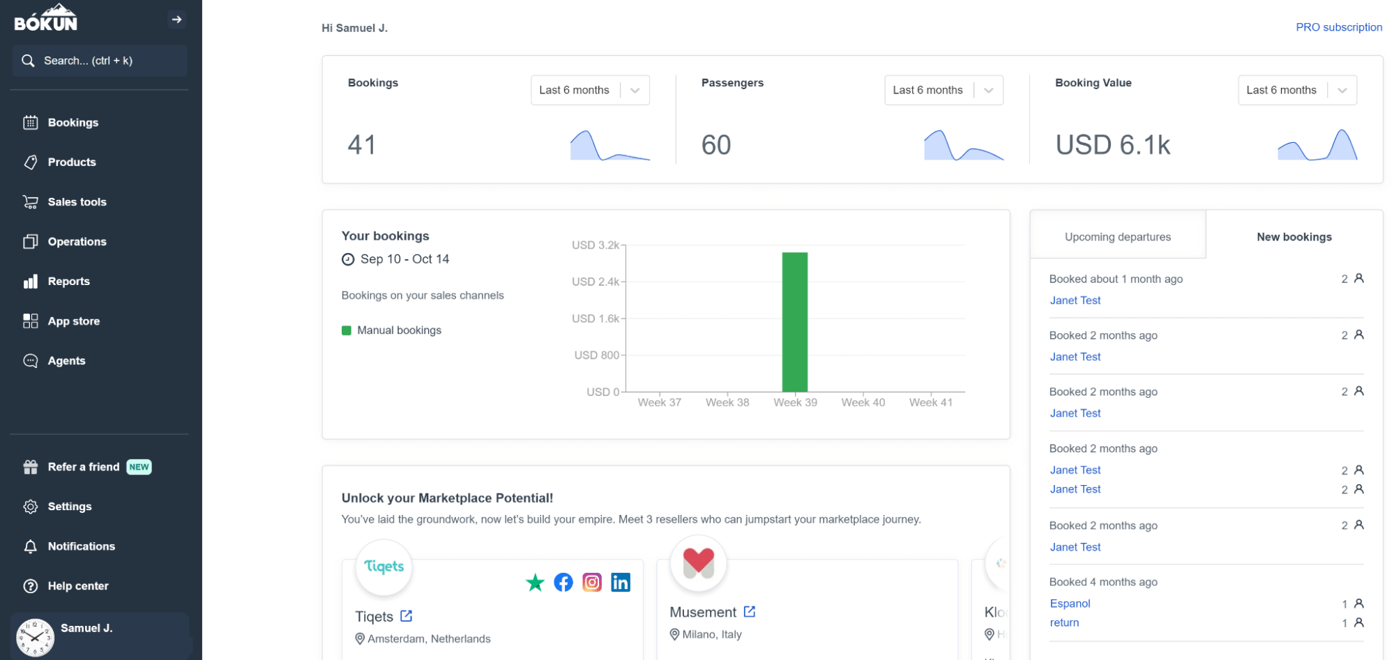 Bookings and Details: Bookings, Passengers, Booking Value