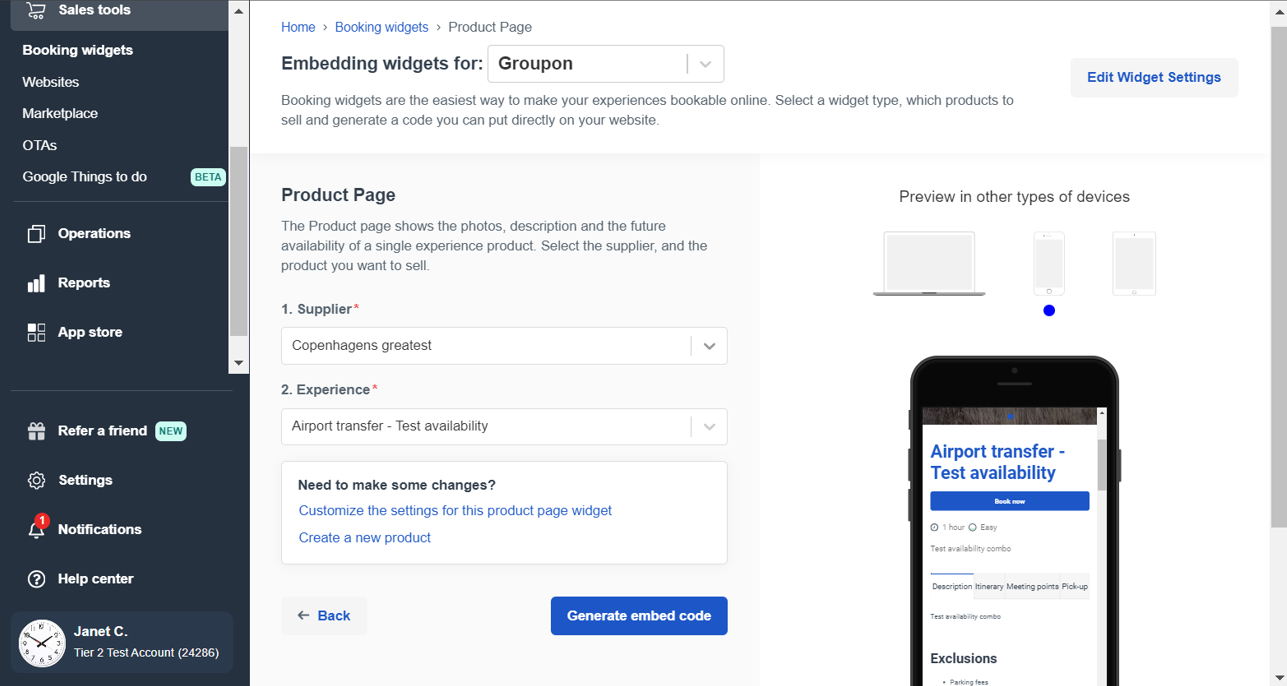 Embedding widgets for Groupon