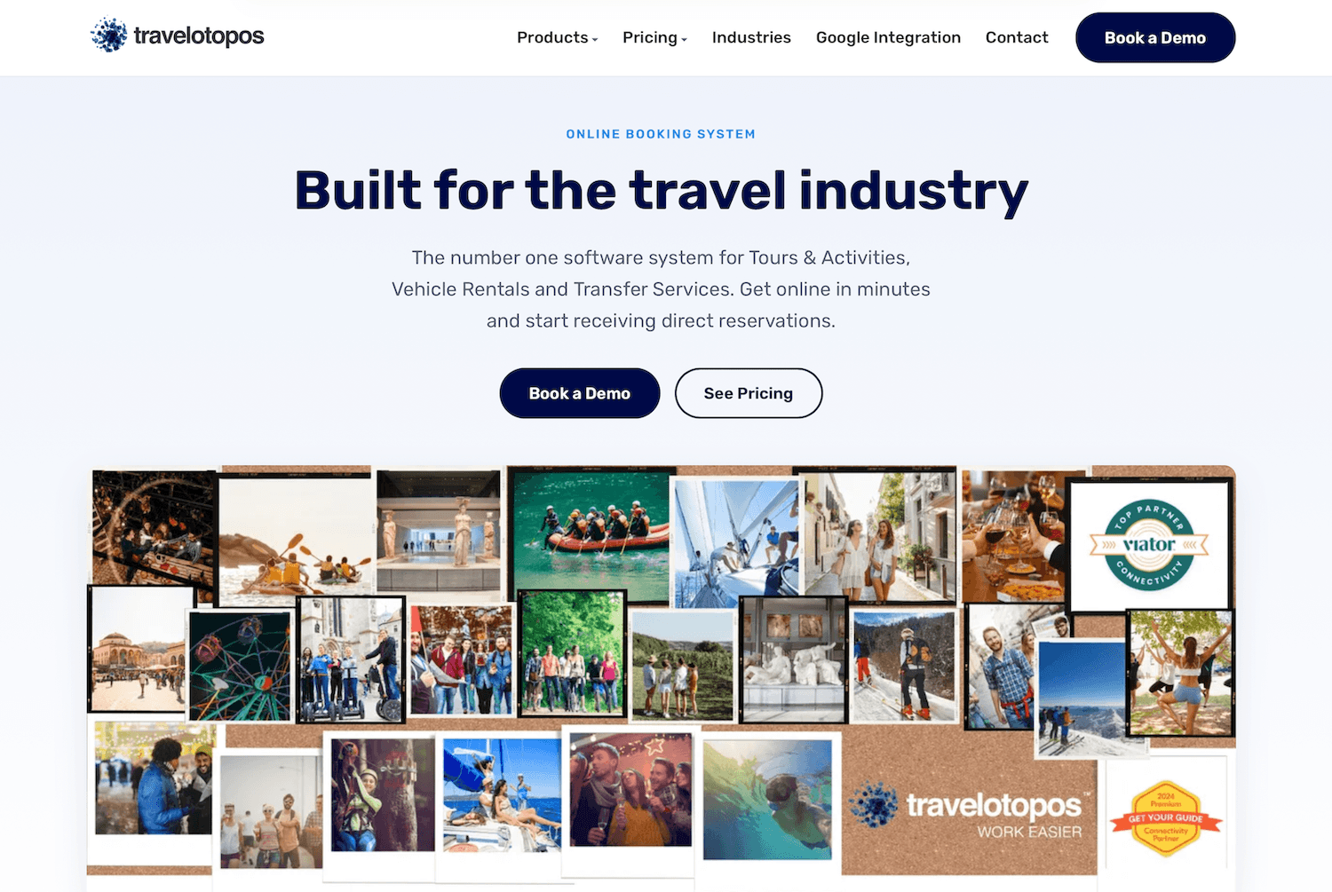 Travelotopos homepage: Trusted by leading companies in the travel industry