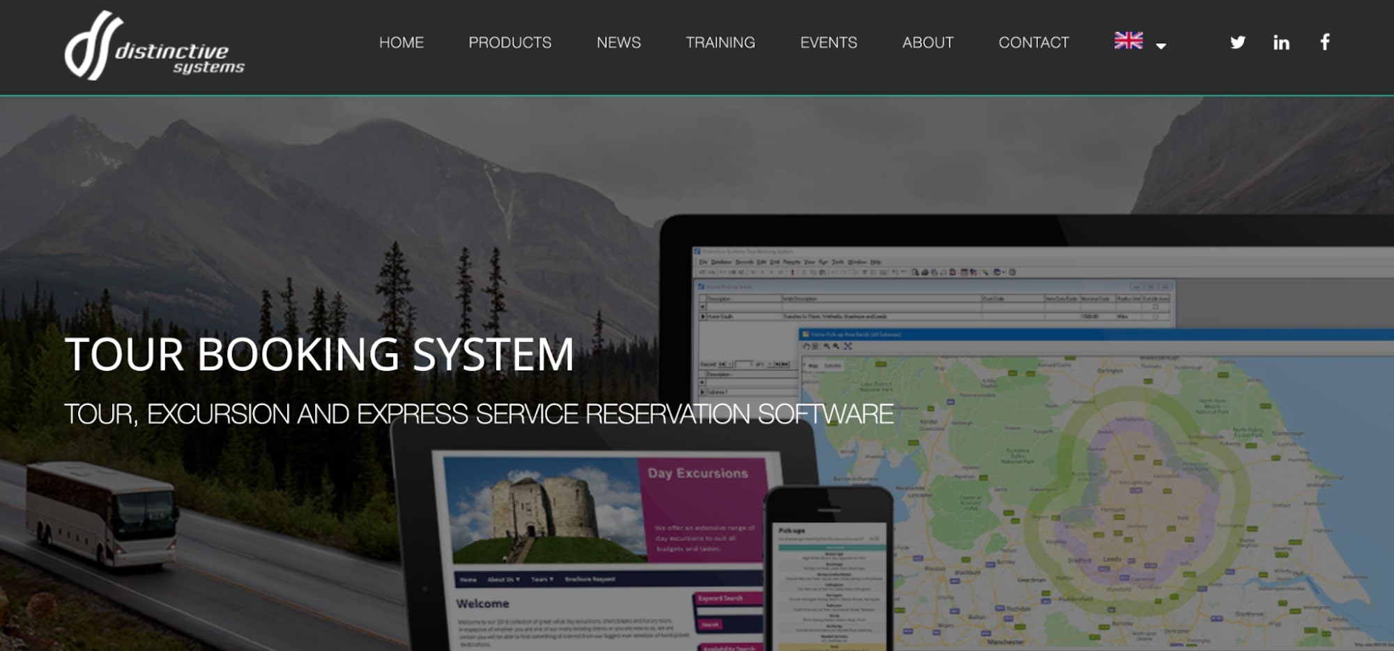 Distinctive Systems homepage: Tour Booking System