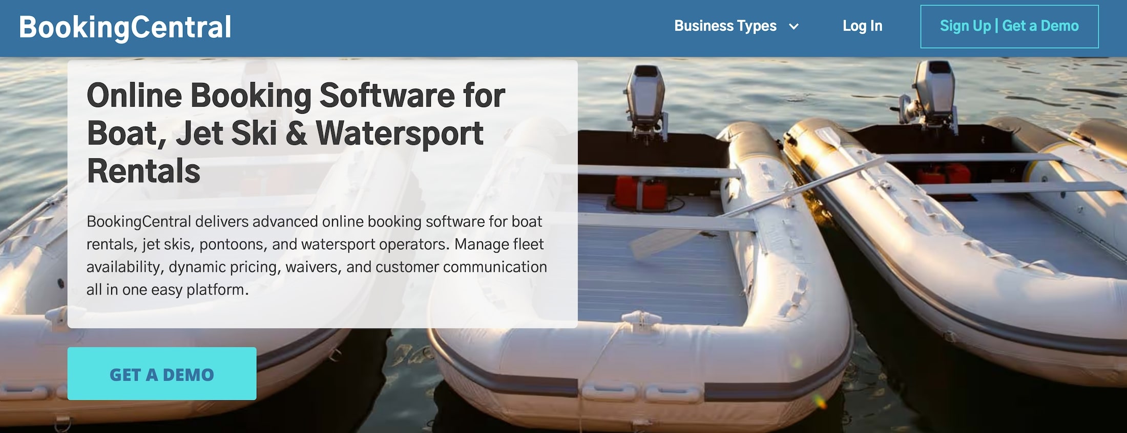 BookingCentral homepage: Online Booking Software for Boat, Jet Ski & Watersport Rentals