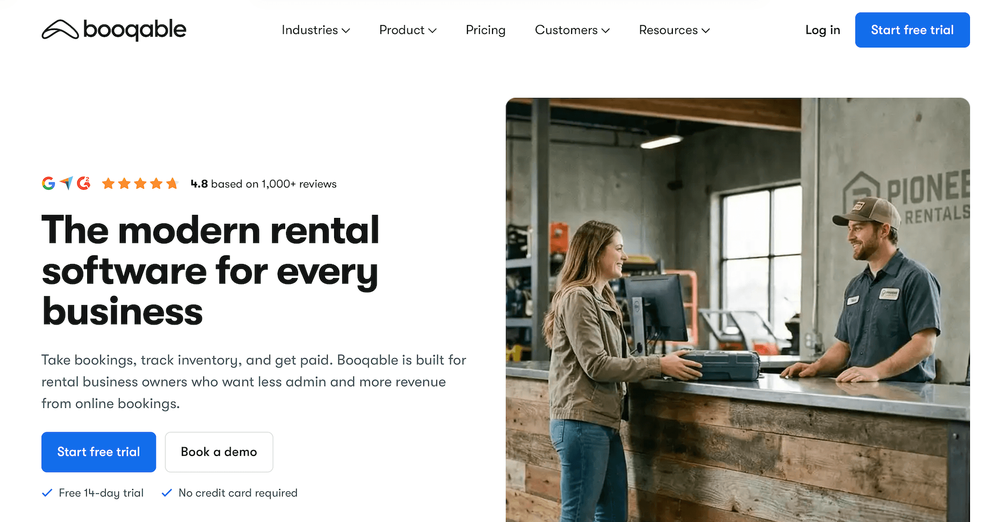 Booqable homepage: Boat rental software that simplifies your business