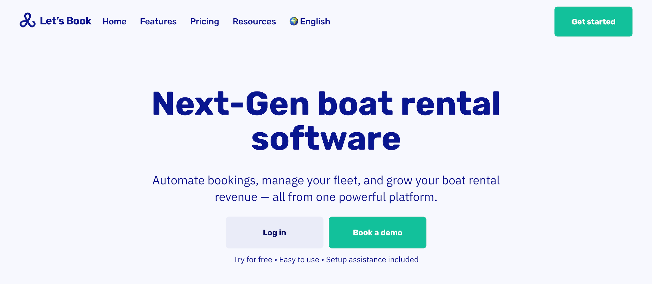 Let's Book homepage: Next-Gen Boat Rental Software