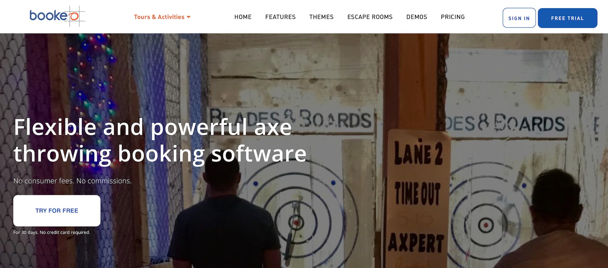 Bookeo Axe Throwing landing page: Flexible and powerful