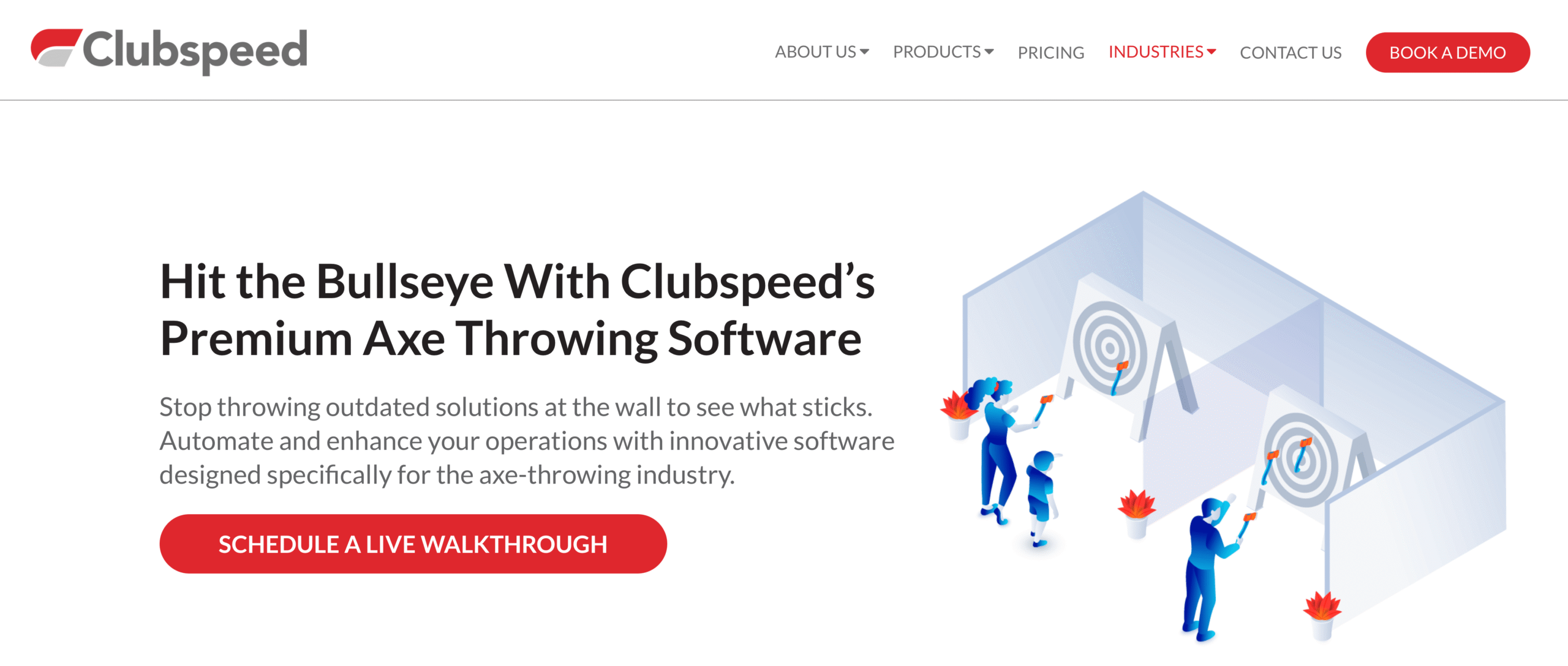 Clubspeed Axe Throwing landing page