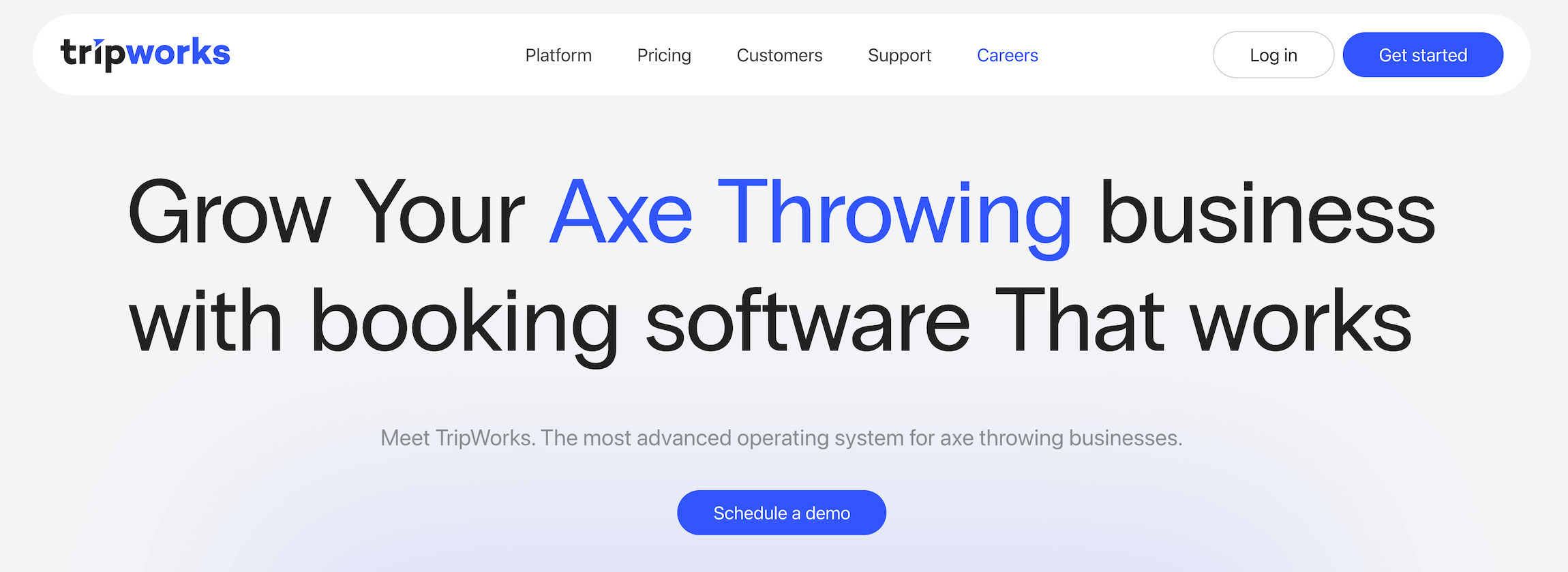 TripWorks Axe Throwing landing page