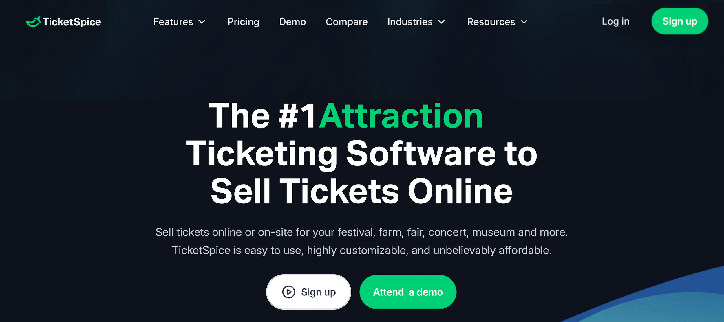 TicketSpice homepage: The #1 Attraction Ticketing Software to Sell Tickets Online
