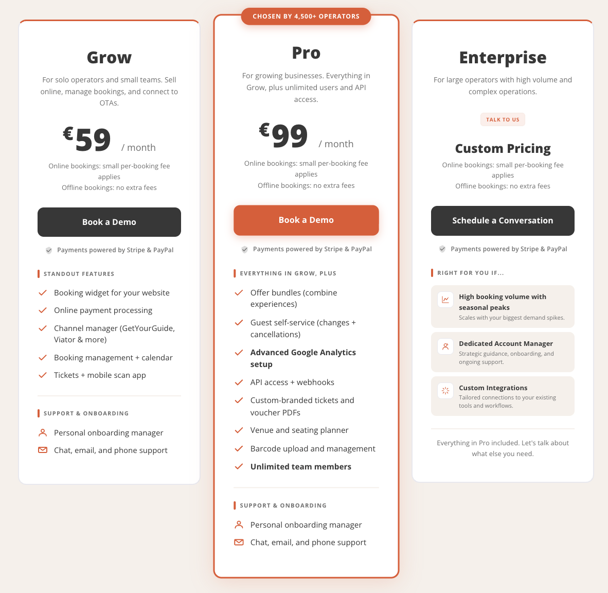 Regiondo Packages: Operator Plan