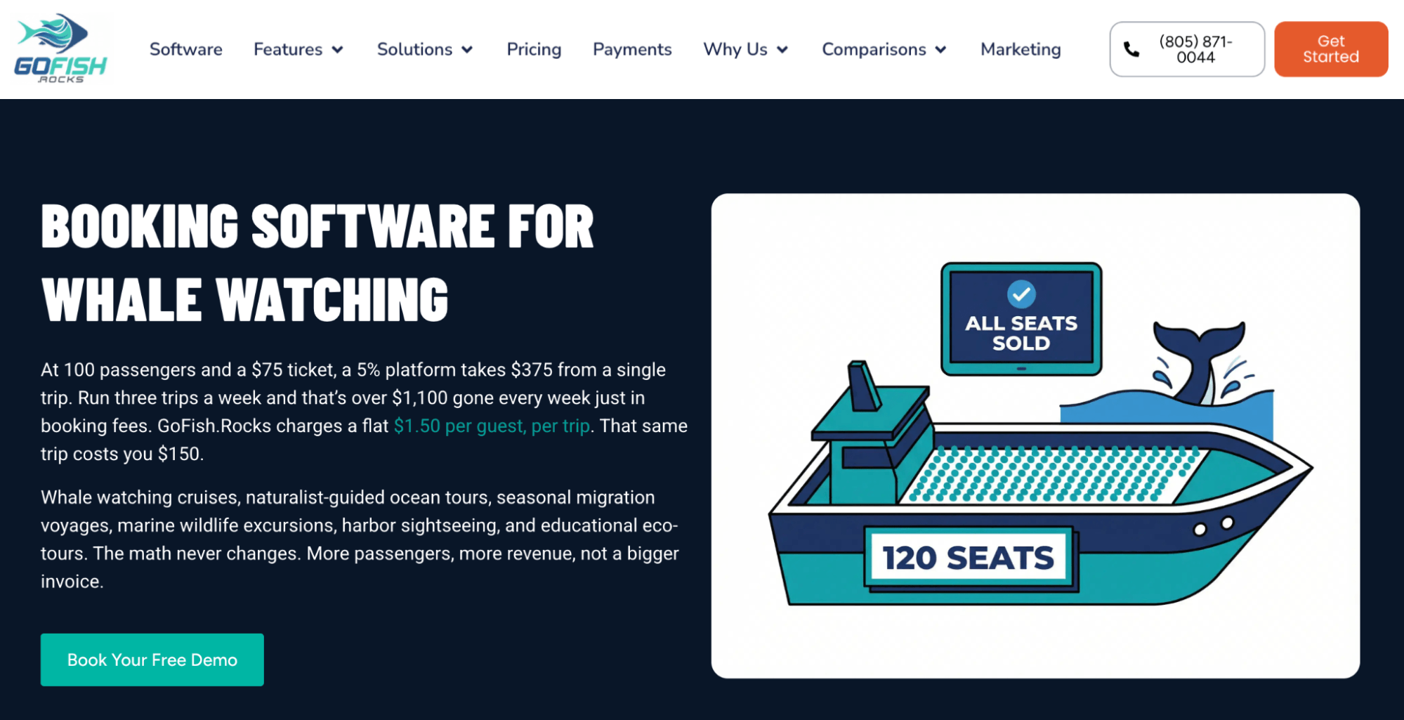 GoFish.Rocks Whale Watching landing page