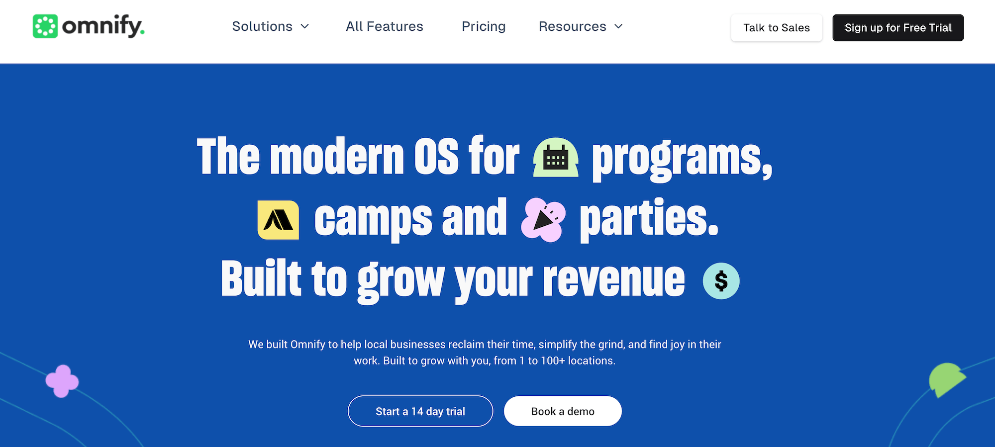 Omnify homepage: The modern OS for programs, camps and parties. Built to grow your revenue.