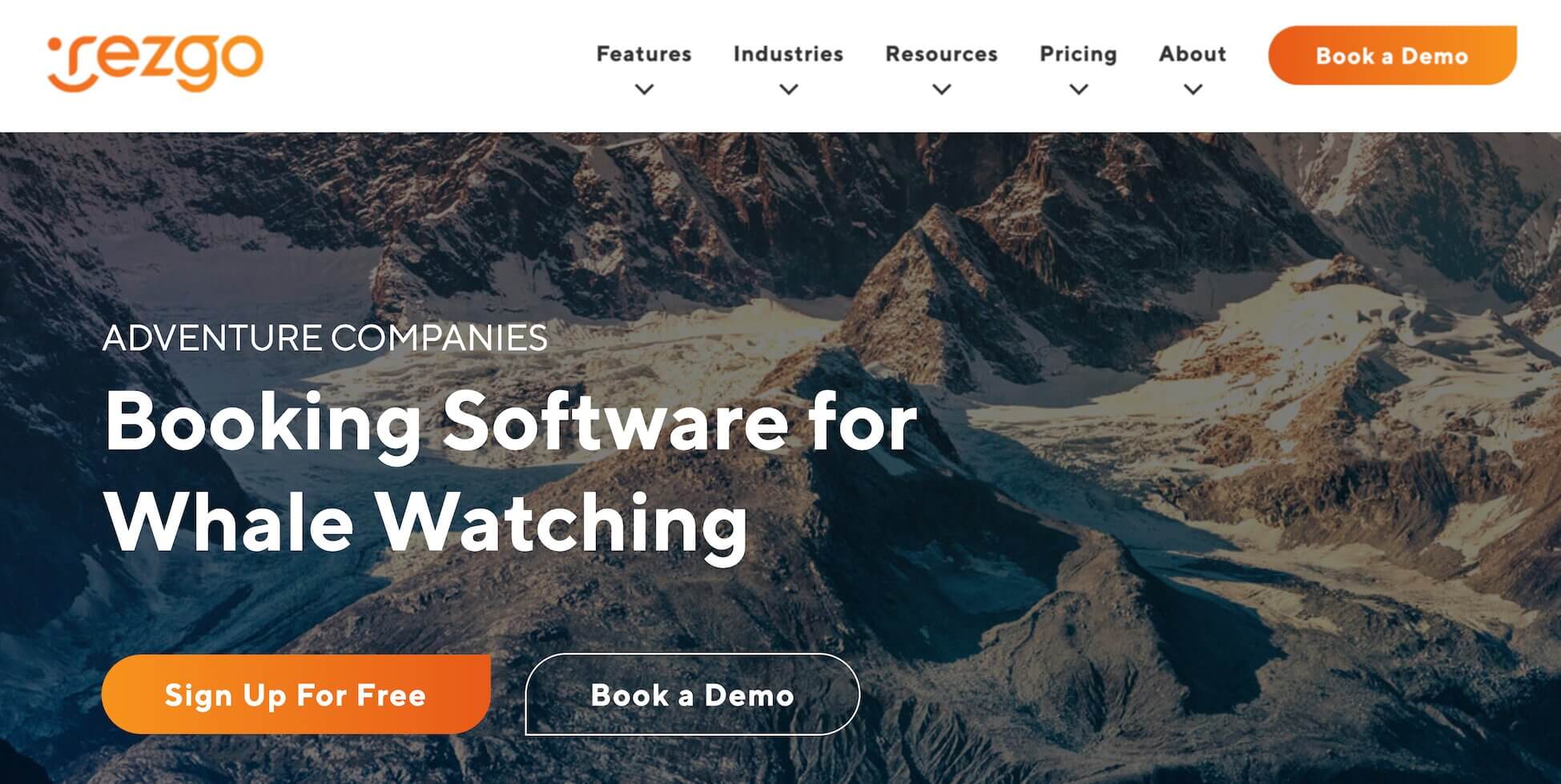 Rezgo Booking Software for Whale Watching landing page