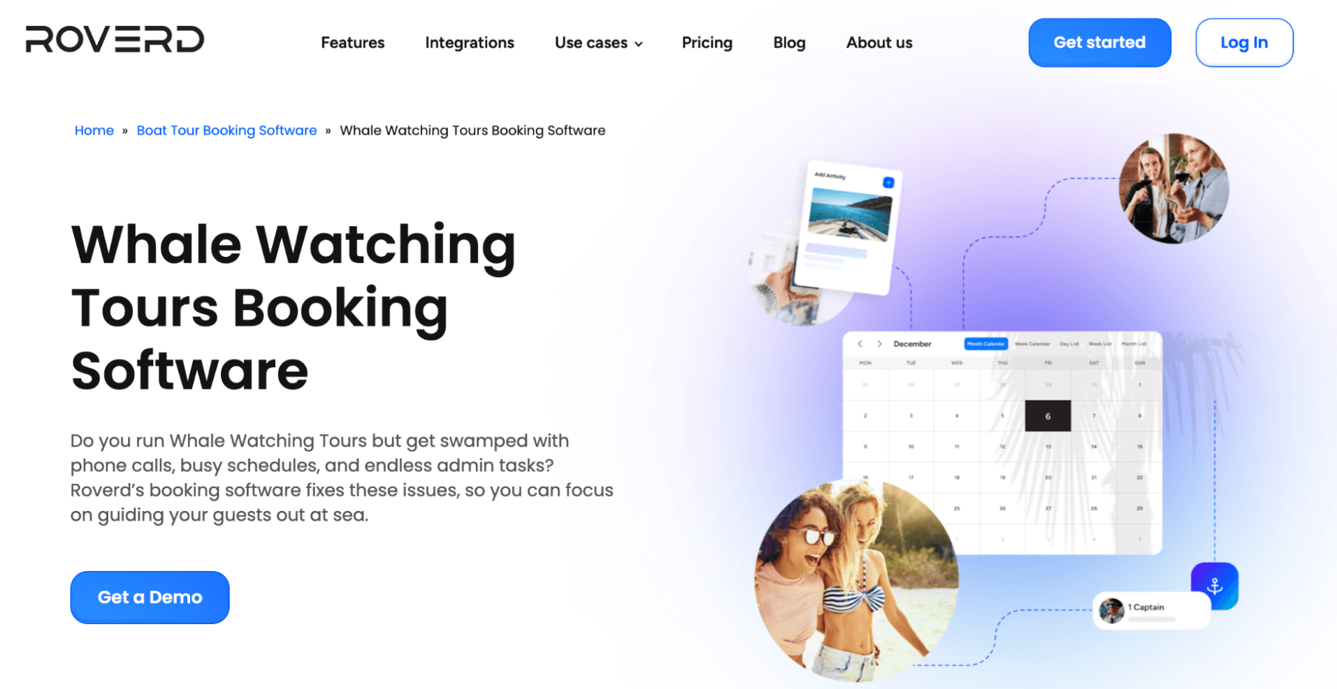 Roverd Whale Watching Tours Booking Software landing page