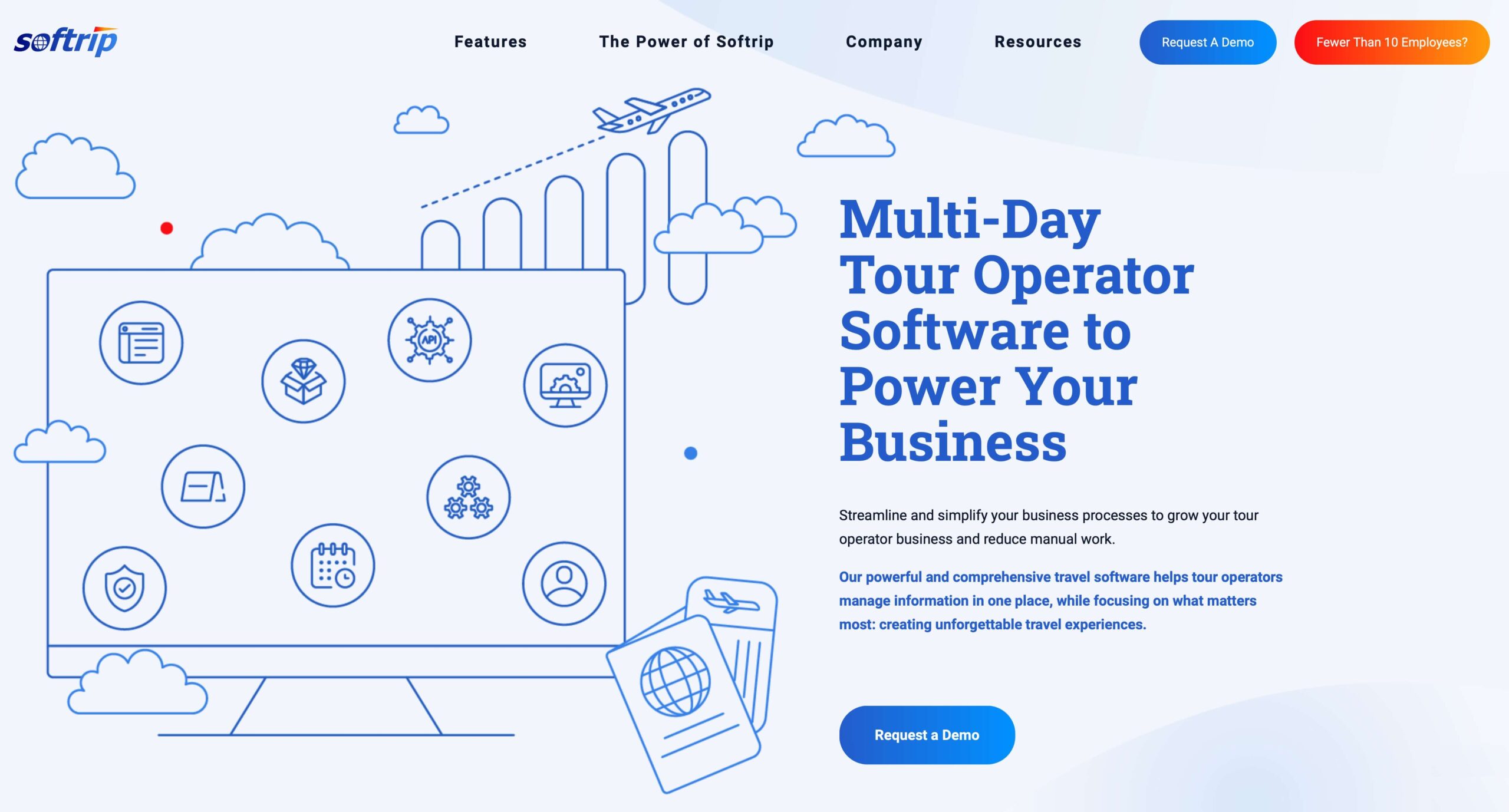Softrip homepage: Multi-Day Tour Operator Software to Power Your Business