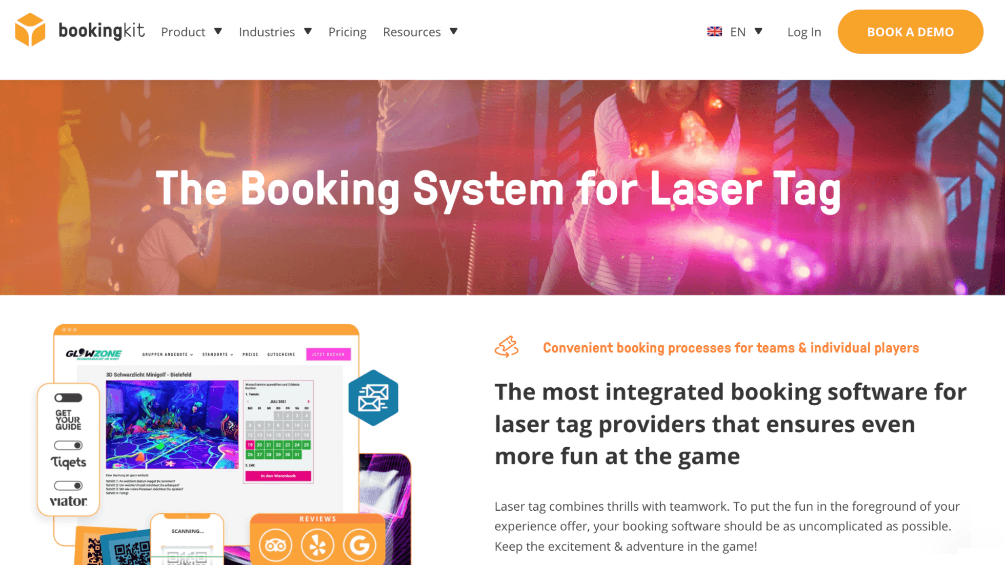 bookingkit Laser Tag landing page