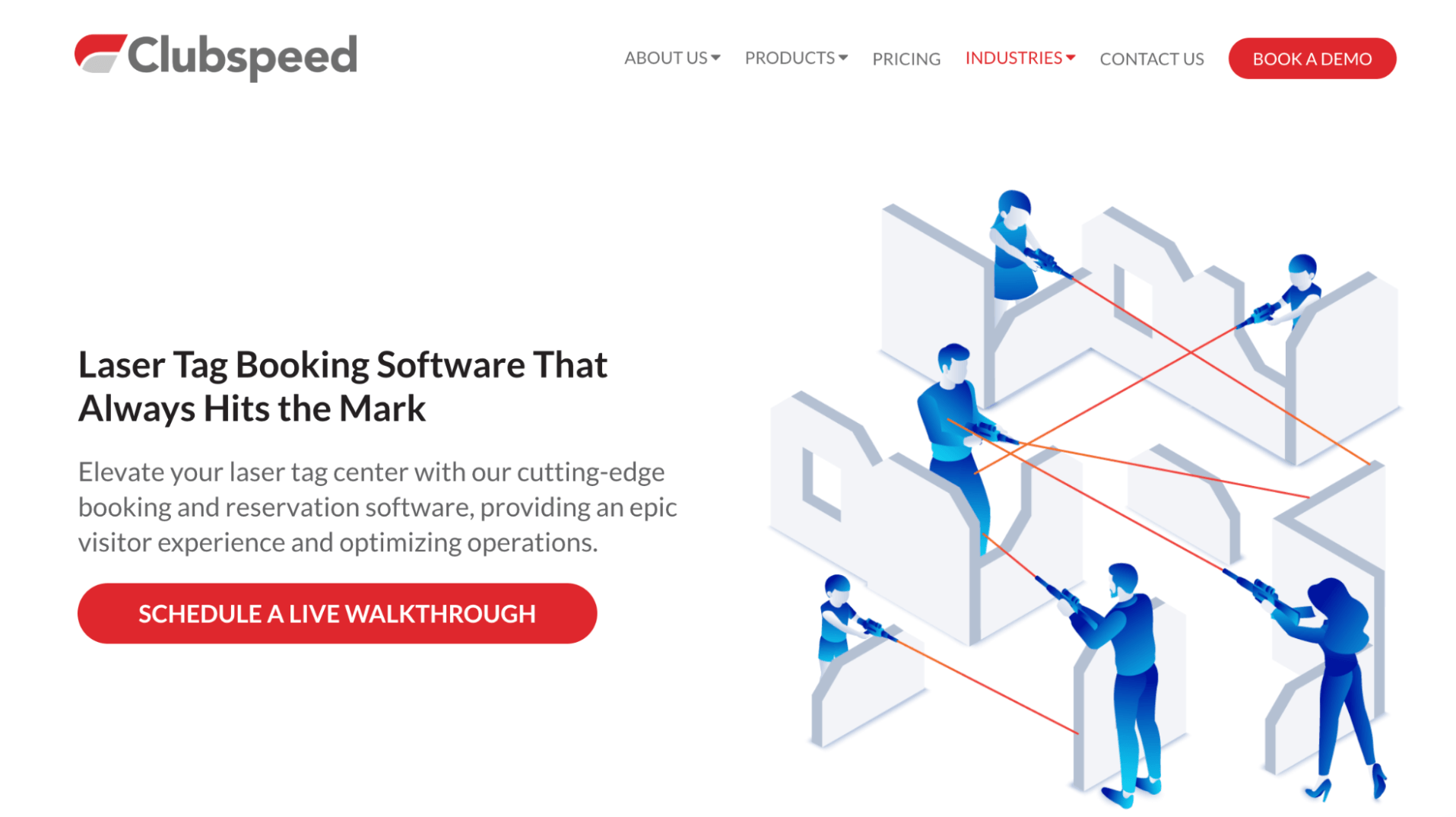 Clubspeed Laser Tag Booking Software landing page
