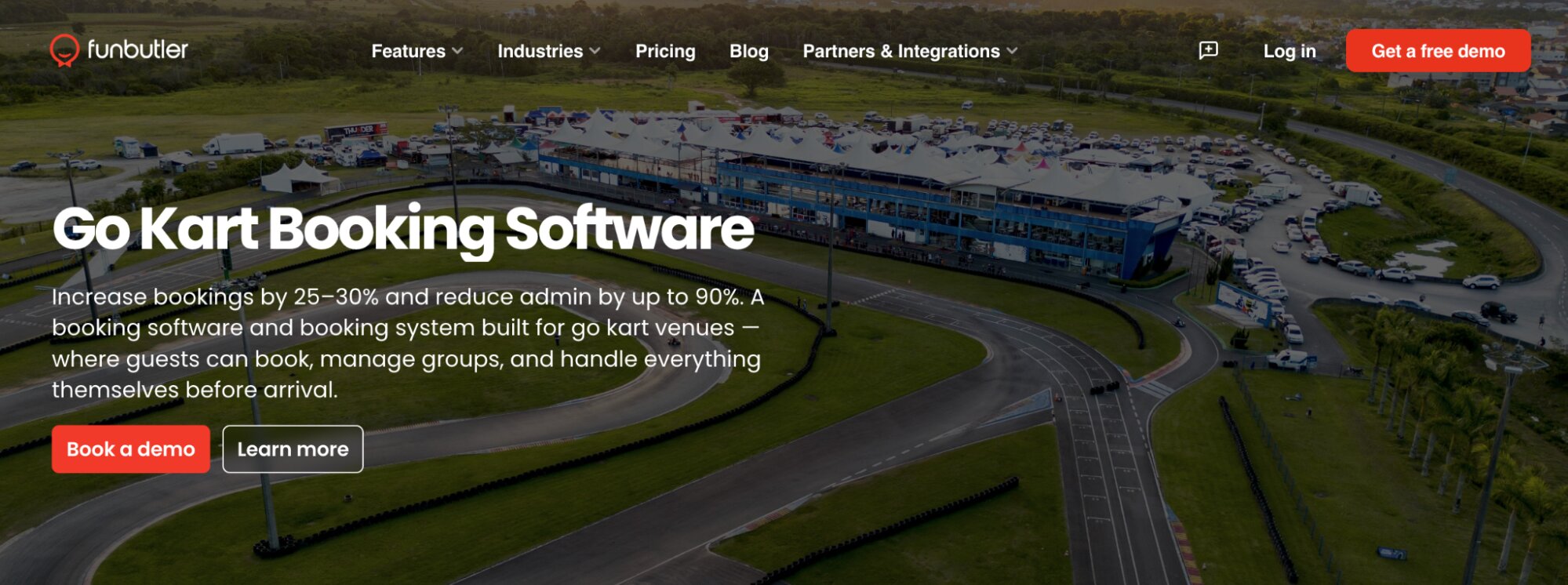 Funbutler Go Kart Booking Software landing page