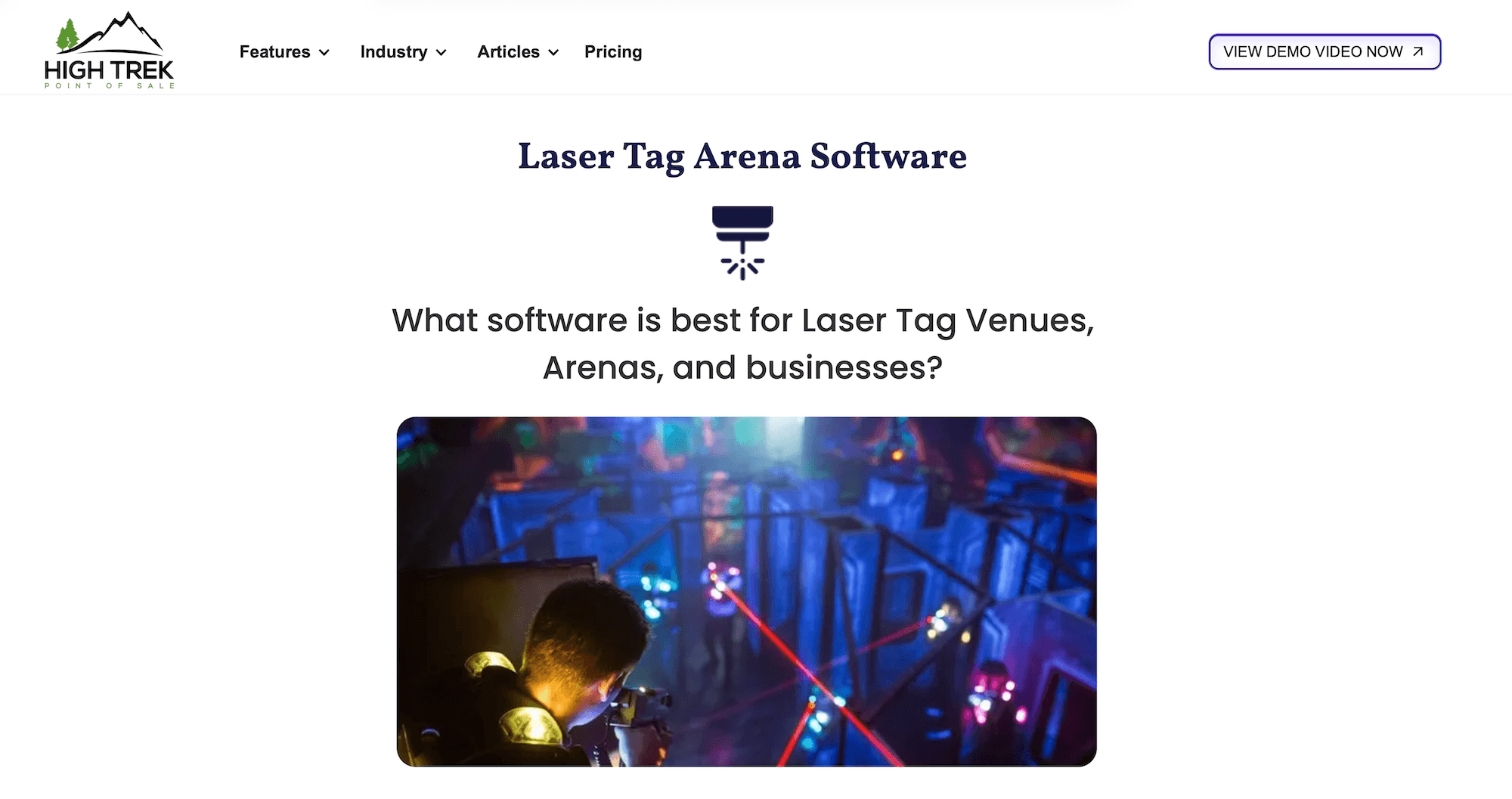 High Trek Laser Tag Arena Software landing page