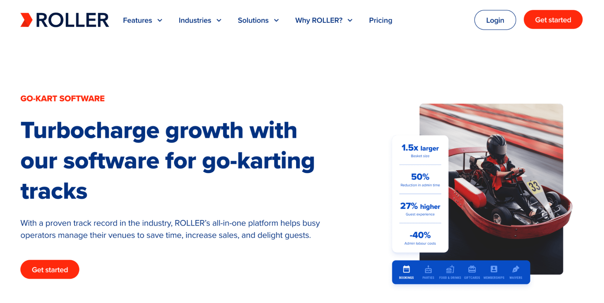ROLLER Go-Karting landing page
