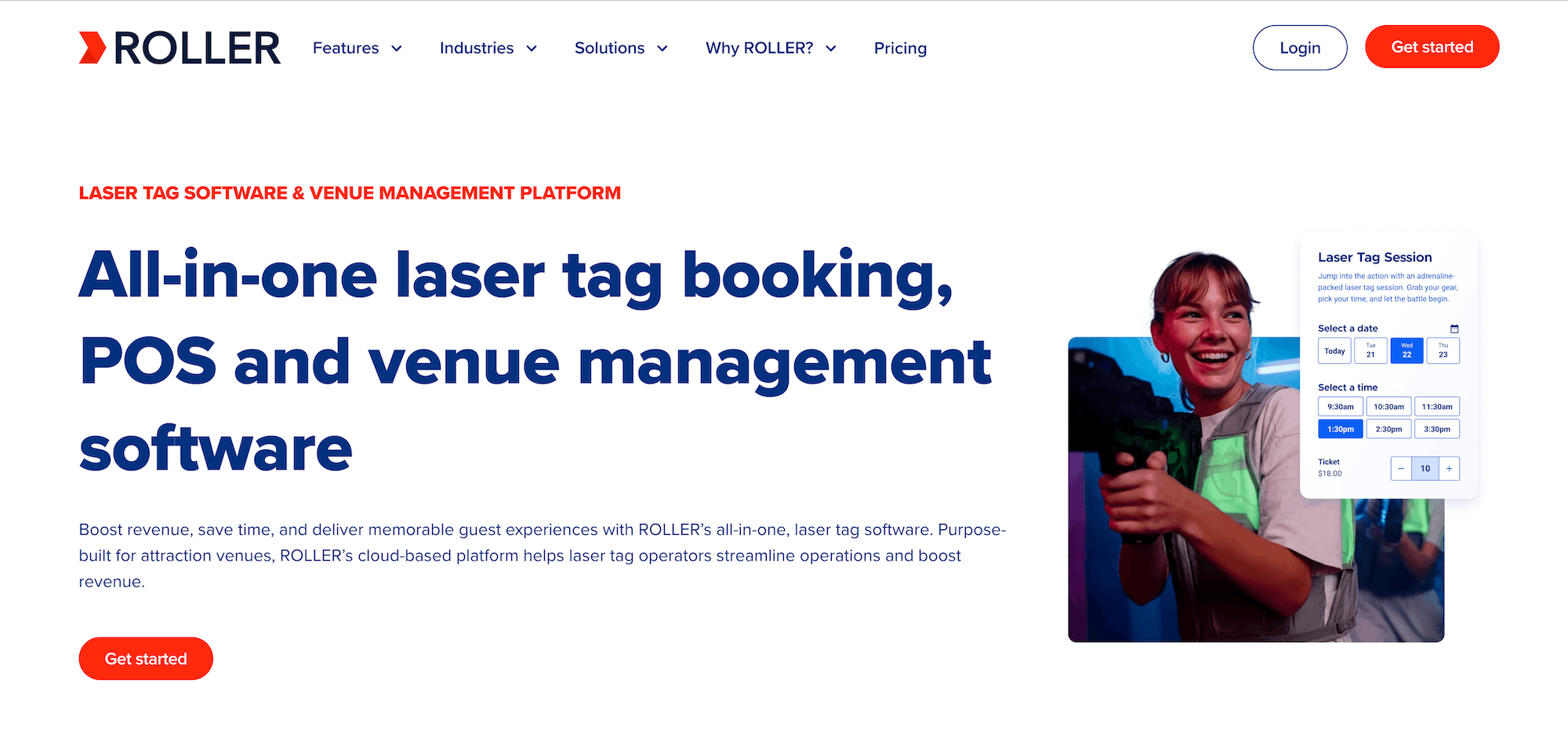 ROLLER Laser Tag Software landing page