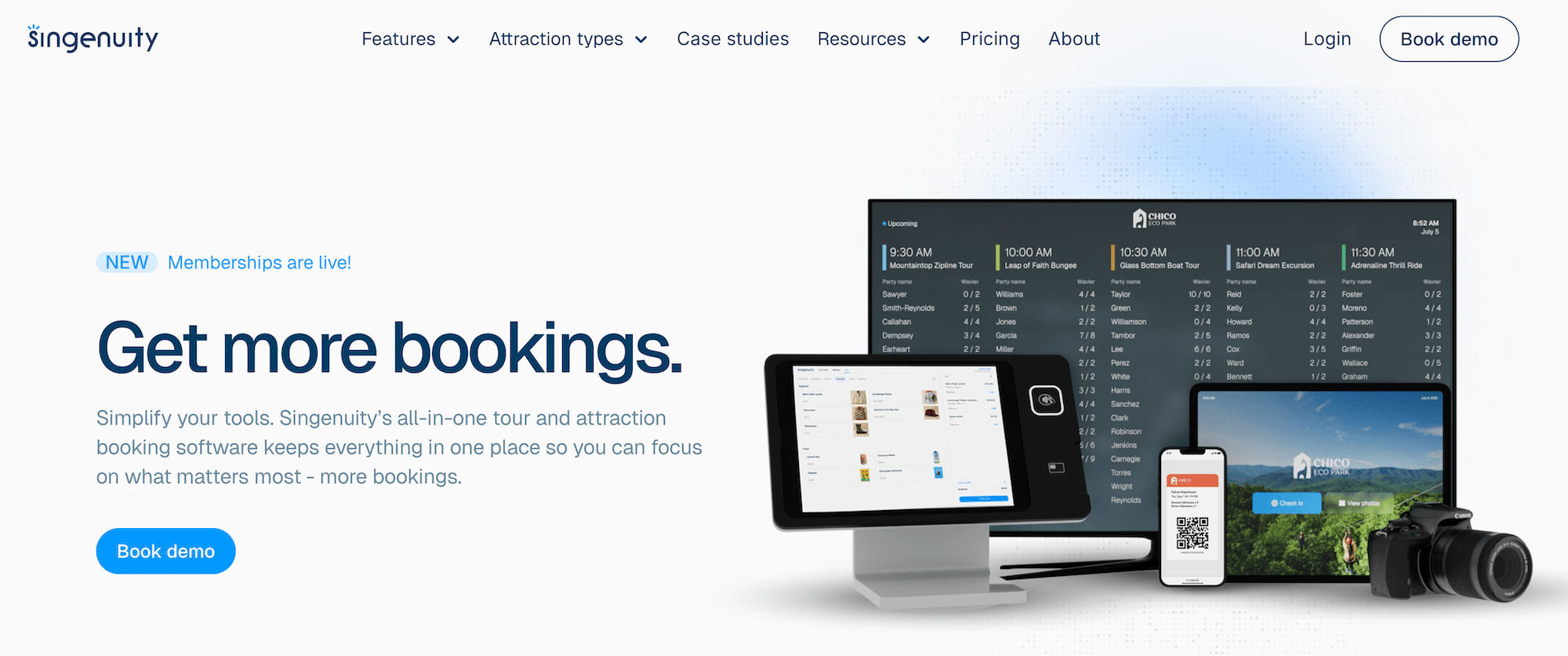 Singenuity homepage: Get more bookings.