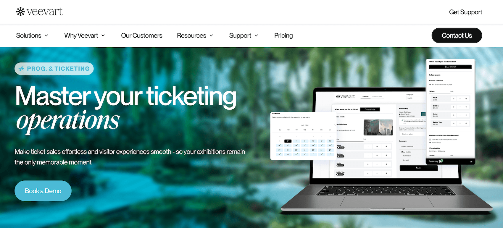 Veevart Ticketing landing page: Master your ticketing operations