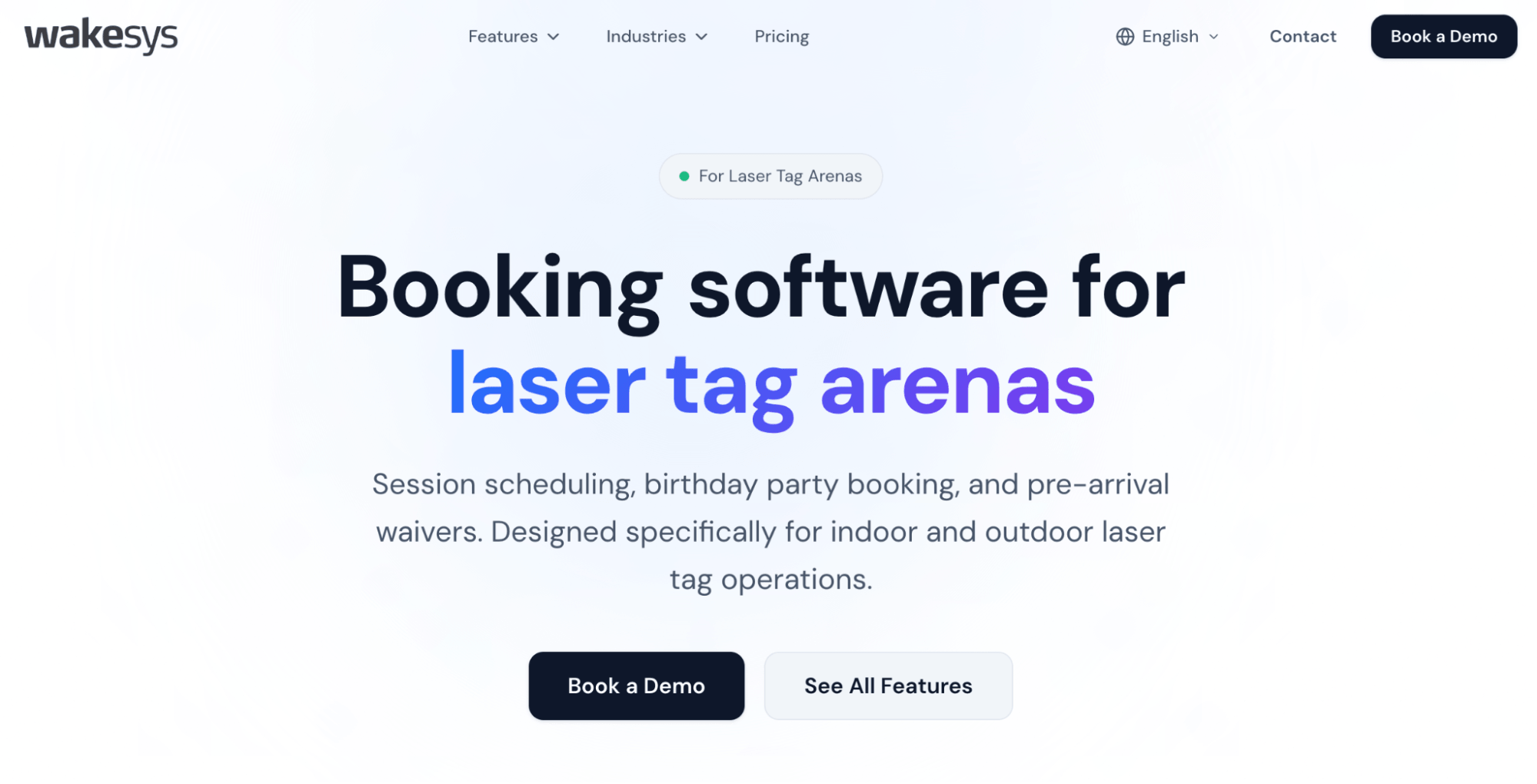 Wakesys Laser Tag Arena landing page