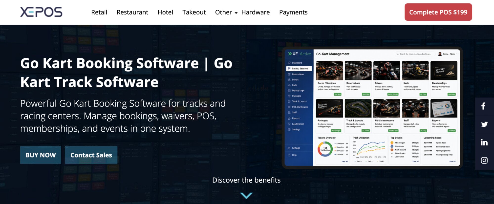 XEPOS Go Karting Booking Software landing page