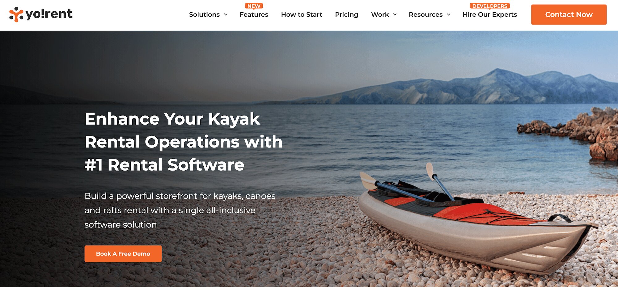 Yo!Rent Kayak Rental Software landing page