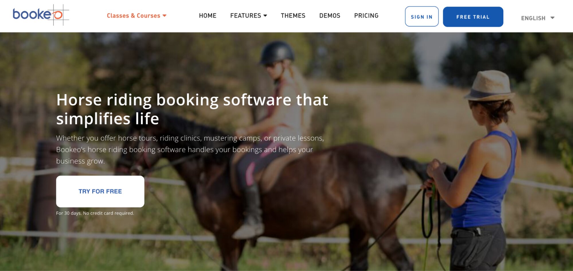 Bookeo Horse Riding Booking Software landing page