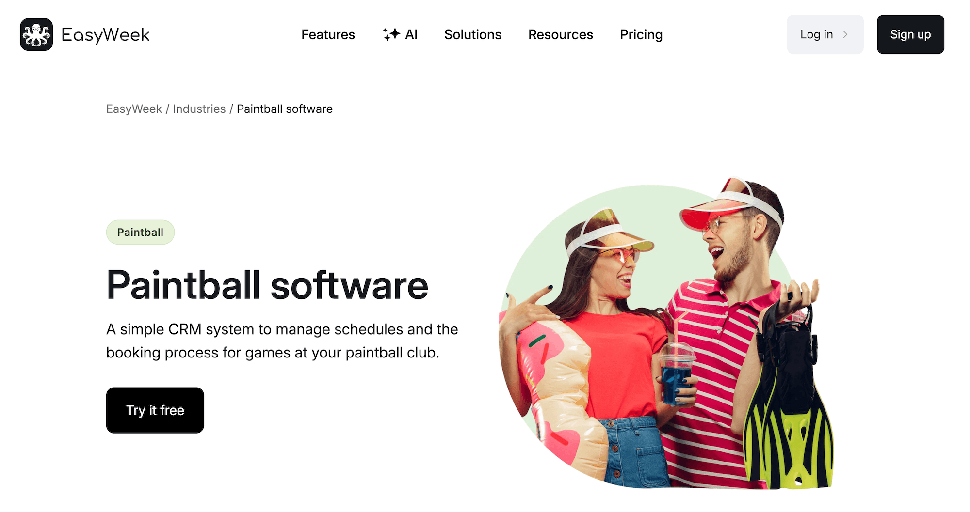 EasyWeek Paintball Software landing page