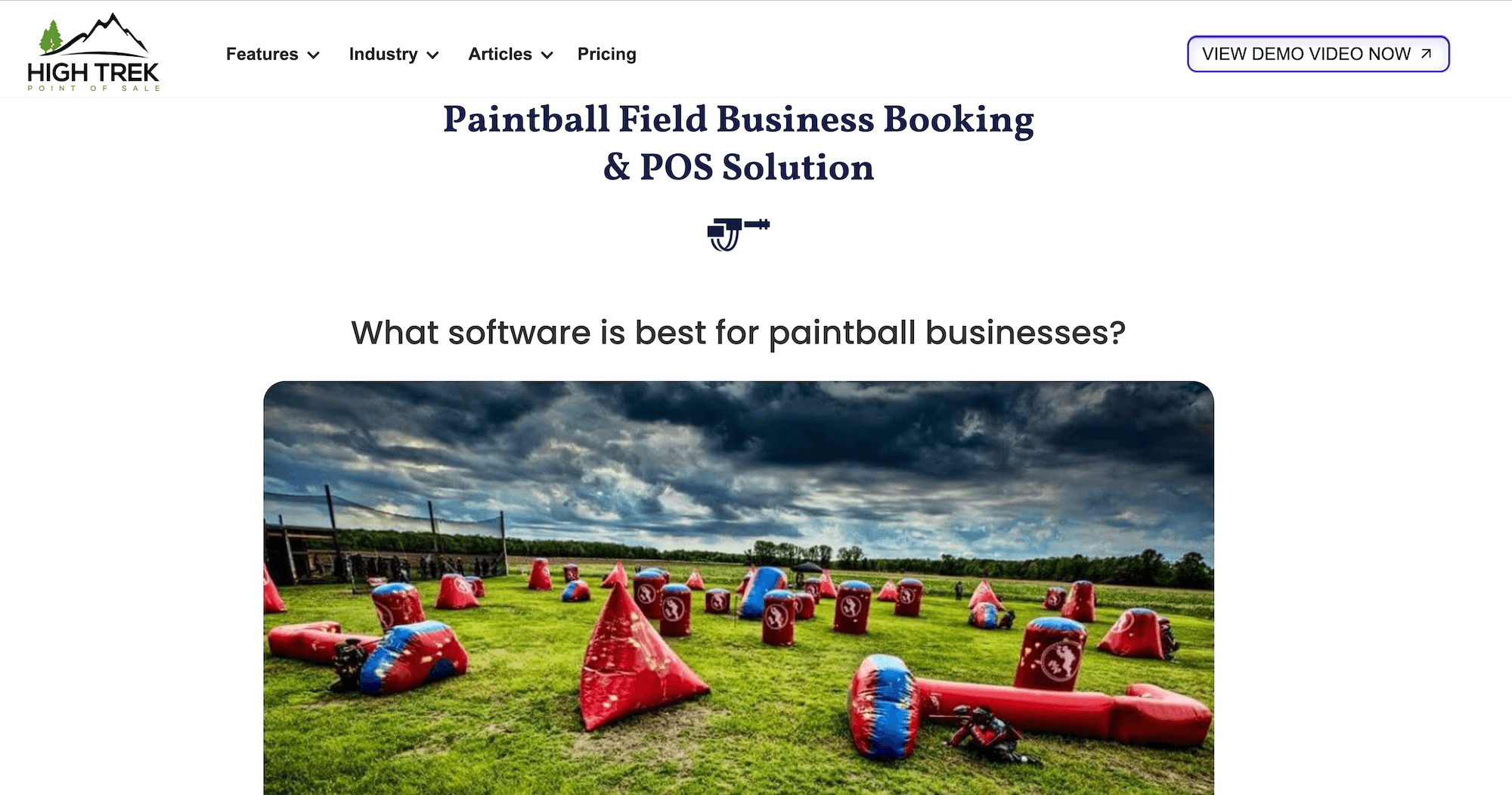 High Trek POS Paintball Field Business Booking Solution landing page