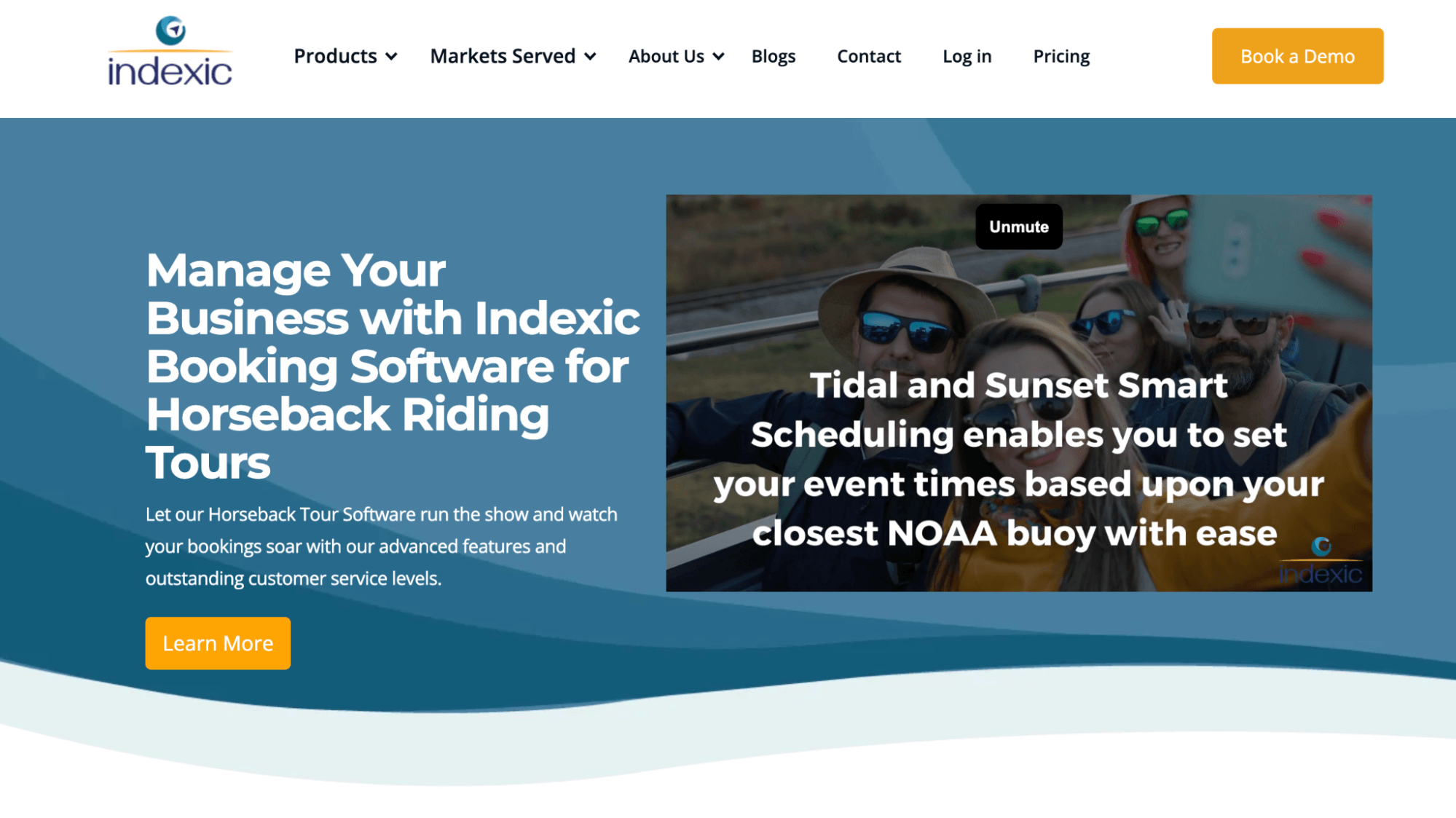 Indexic Horseback Riding Booking Software landing page