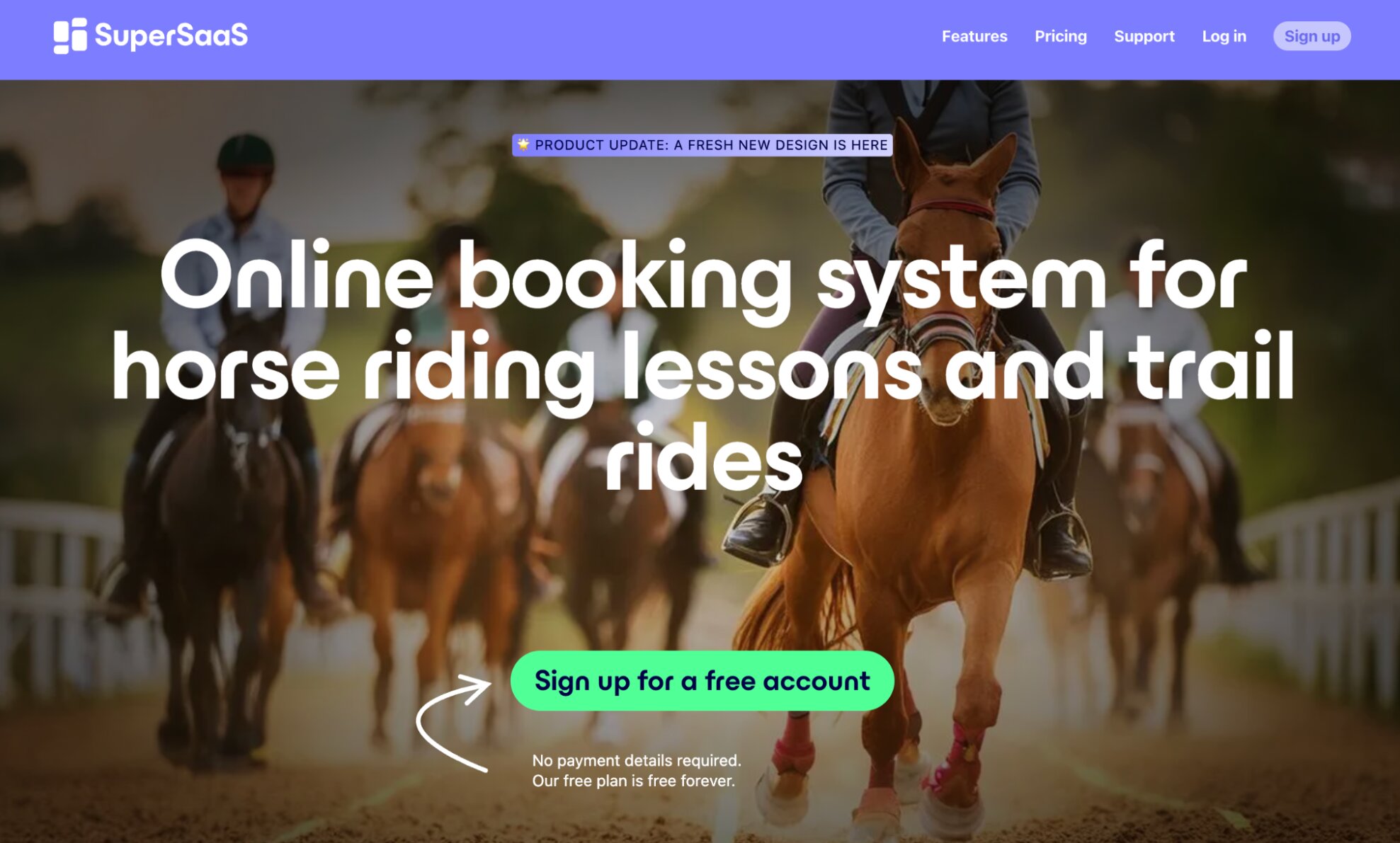 SuperSaas Horse Riding Lessons landing page